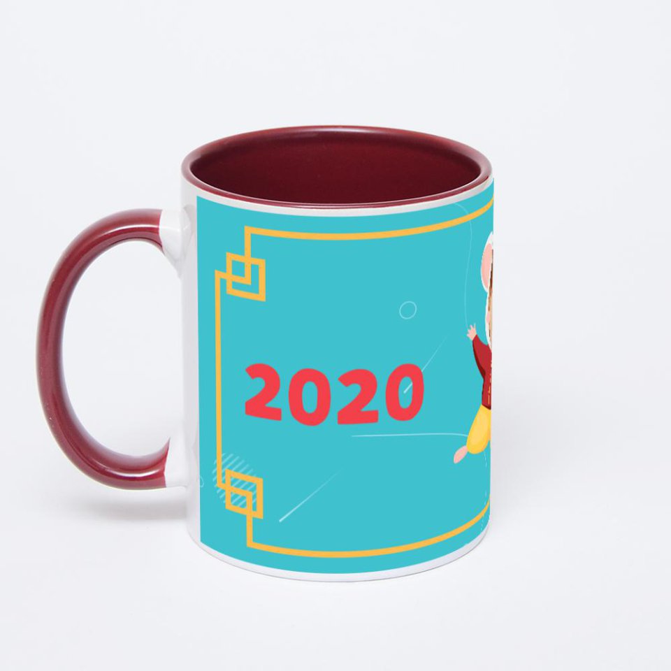 Бордовая кружка с фотопечатью