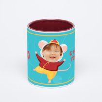 Бордовая кружка с фотопечатью