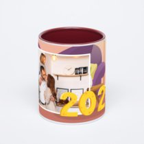 Бордовая кружка с фотопечатью