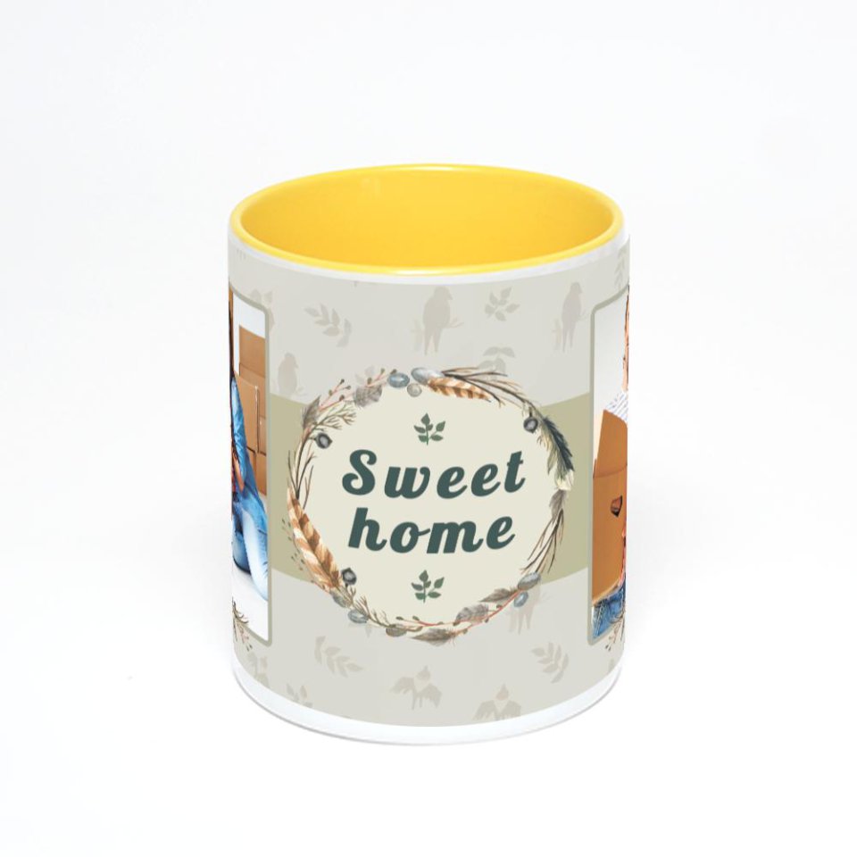 Желтая кружка с фотопечатью