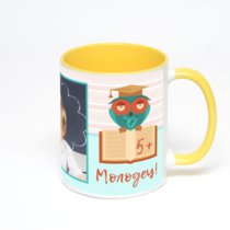 Желтая кружка с фотопечатью