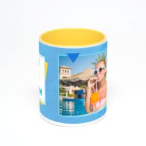 Желтая кружка с фотопечатью