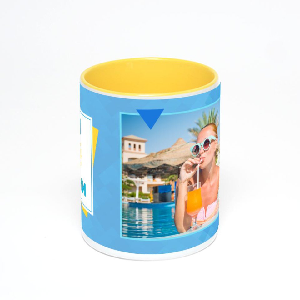 Желтая кружка с фотопечатью