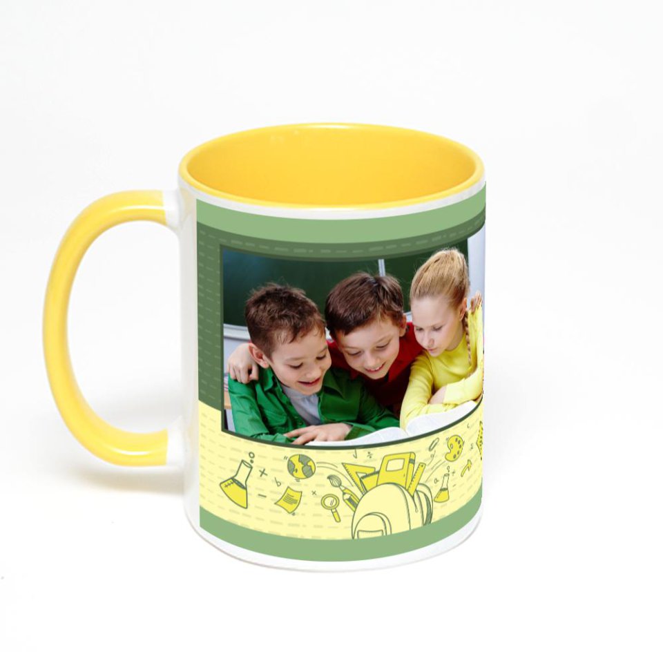 Желтая кружка с фотопечатью