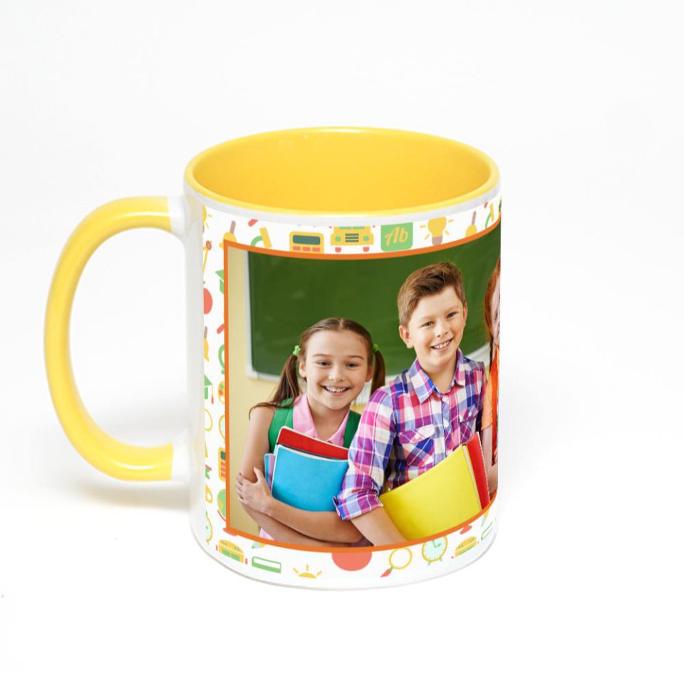 Желтая кружка с фотопечатью