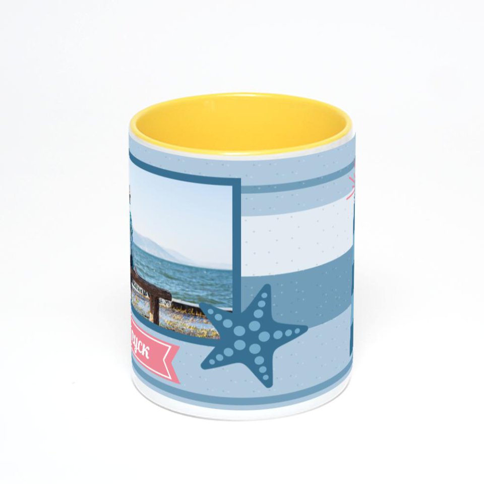 Желтая кружка с фотопечатью