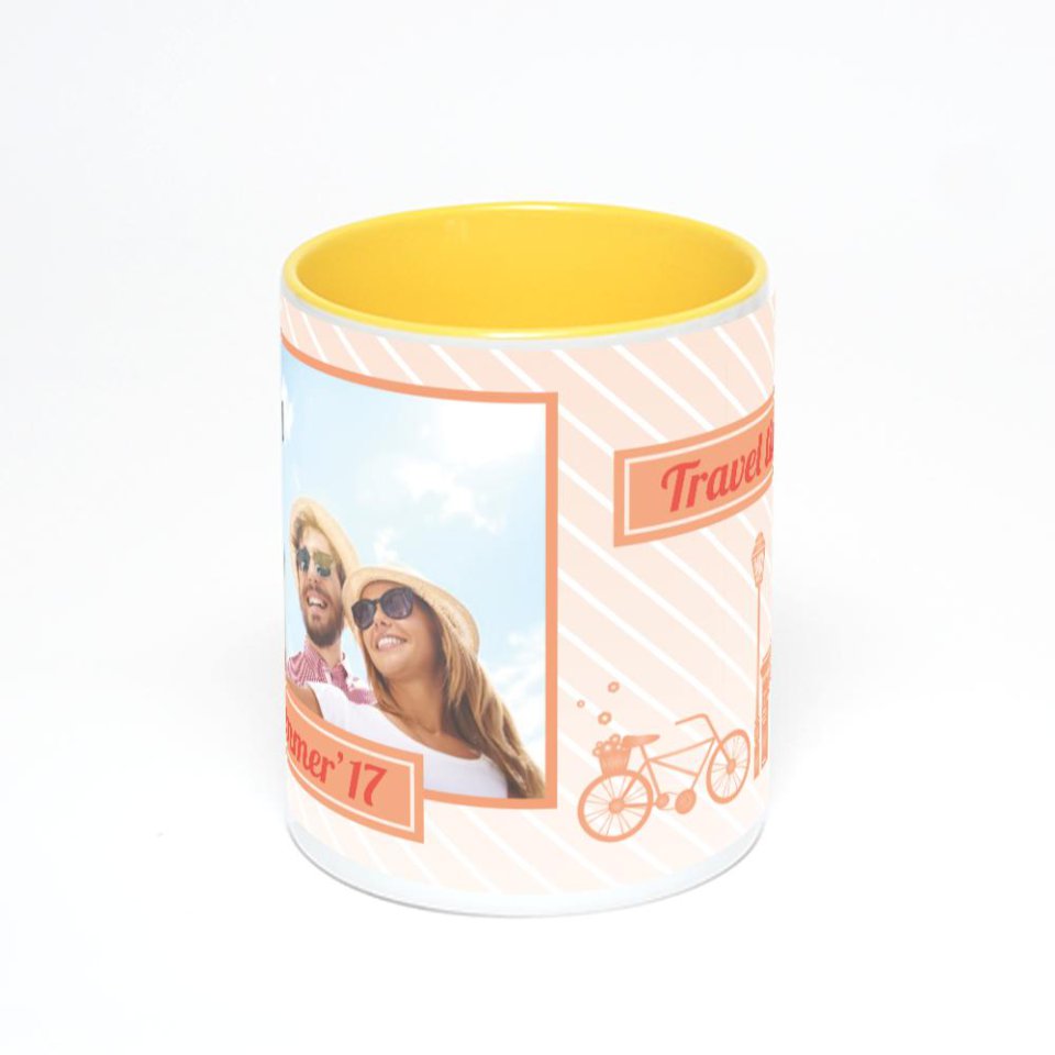 Желтая кружка с фотопечатью