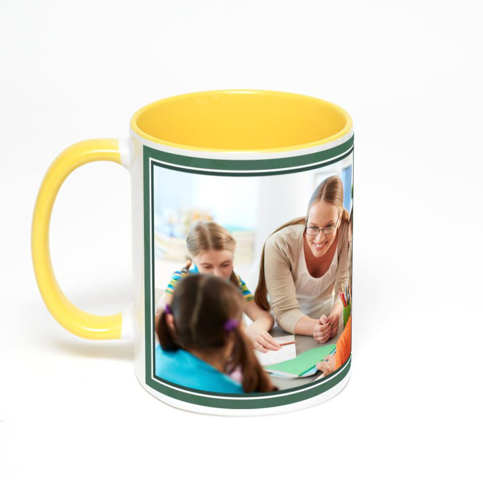 Желтая кружка с фотопечатью