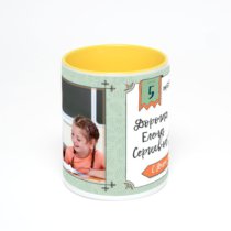 Желтая кружка с фотопечатью