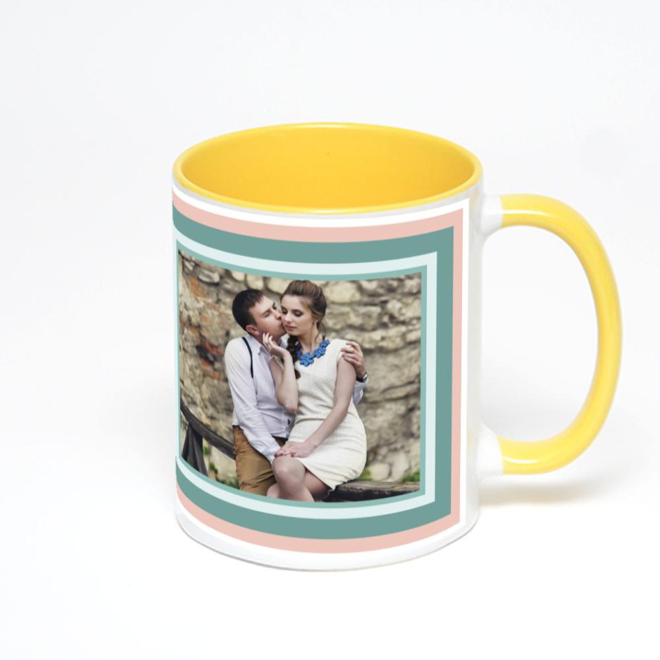 Желтая кружка с фотопечатью