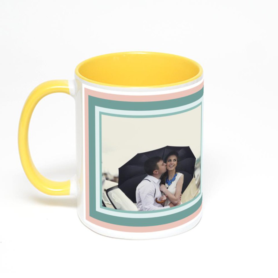 Желтая кружка с фотопечатью