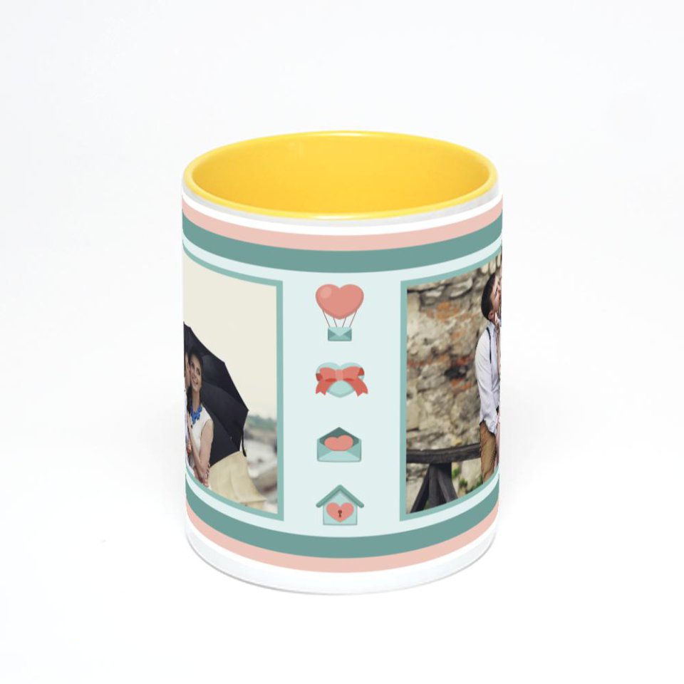 Желтая кружка с фотопечатью