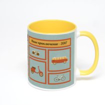 Желтая кружка с фотопечатью