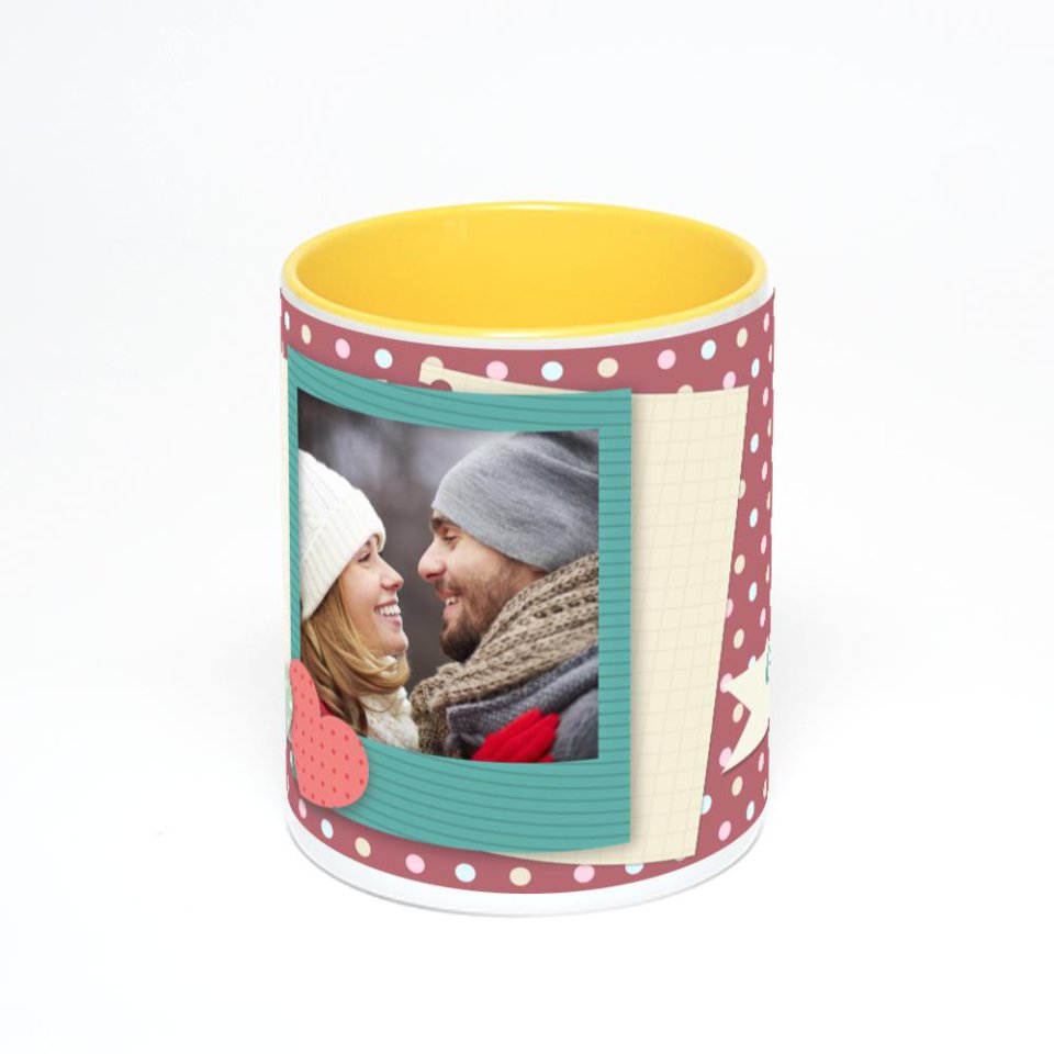 Желтая кружка с фотопечатью