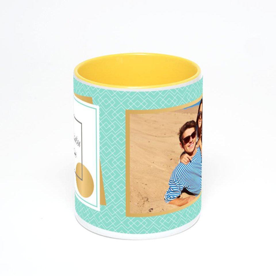 Желтая кружка с фотопечатью