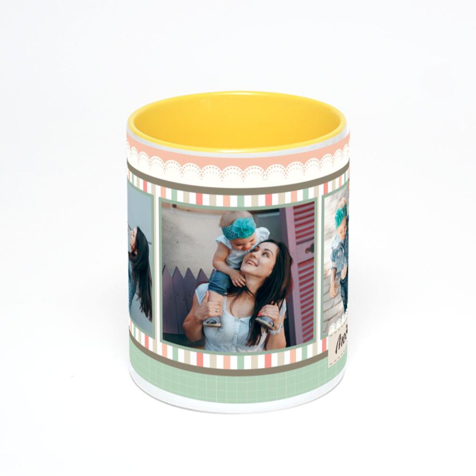 Желтая кружка с фотопечатью