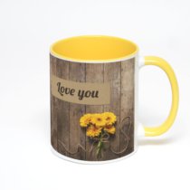 Желтая кружка с фотопечатью