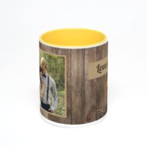 Желтая кружка с фотопечатью