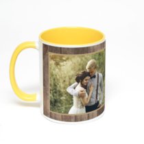 Желтая кружка с фотопечатью