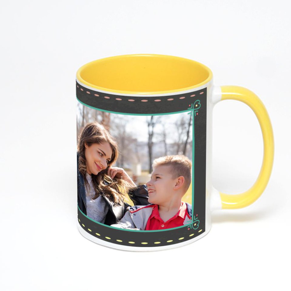 Желтая кружка с фотопечатью
