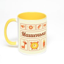 Желтая кружка с фотопечатью