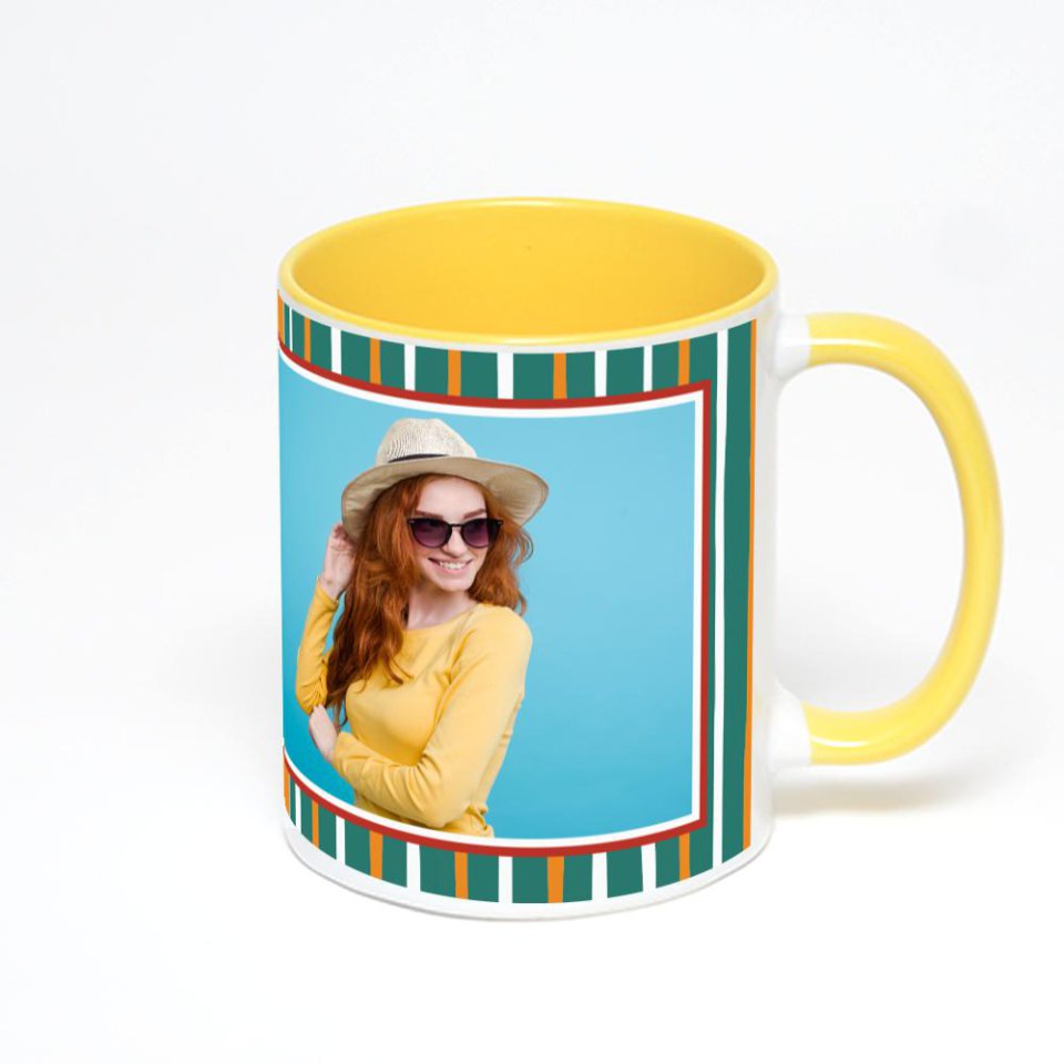 Желтая кружка с фотопечатью