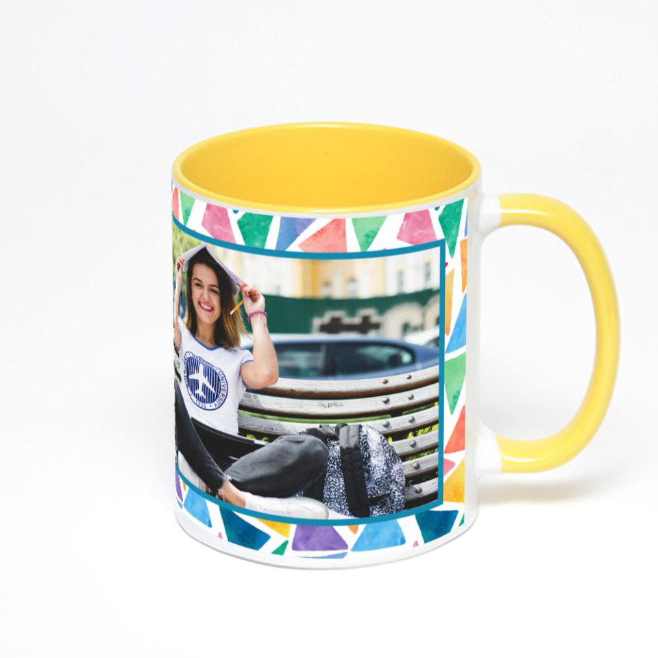 Желтая кружка с фотопечатью