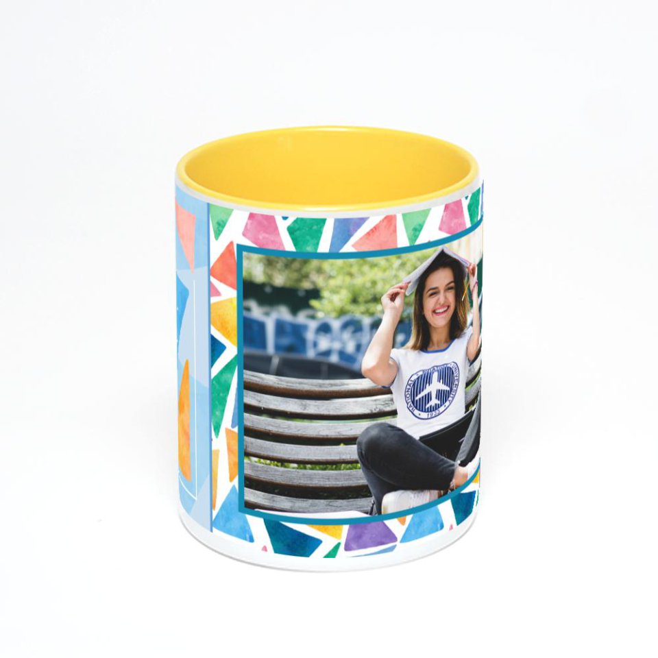 Желтая кружка с фотопечатью