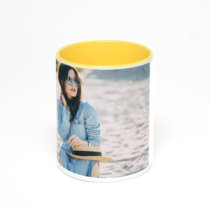 Желтая кружка с фотопечатью
