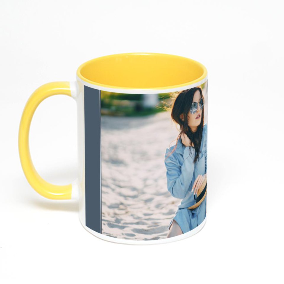 Желтая кружка с фотопечатью