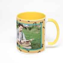 Желтая кружка с фотопечатью