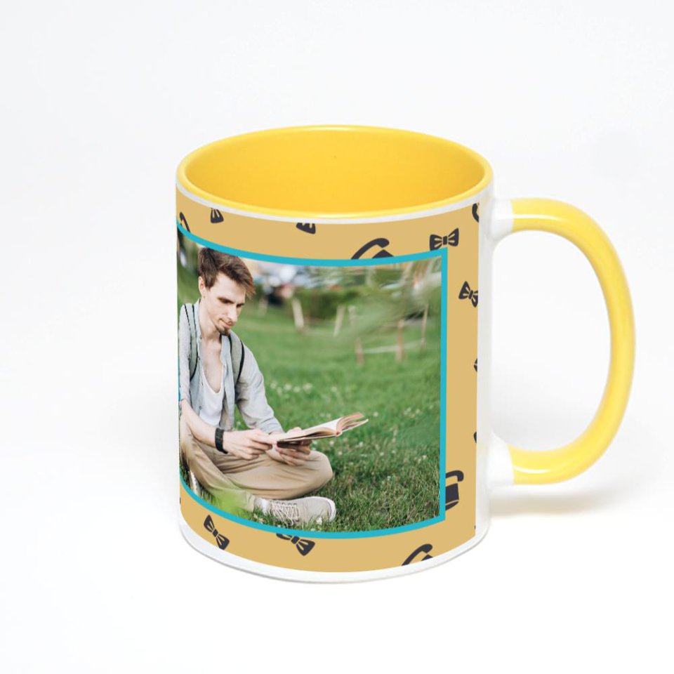 Желтая кружка с фотопечатью