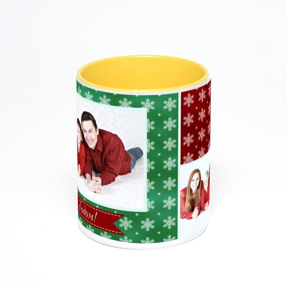 Желтая кружка с фотопечатью