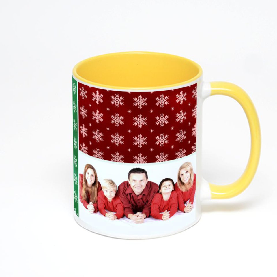 Желтая кружка с фотопечатью