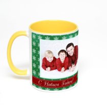 Желтая кружка с фотопечатью