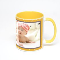 Желтая кружка с фотопечатью