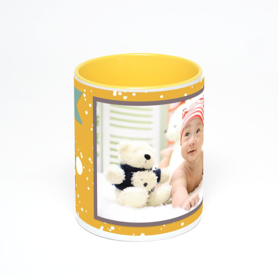 Желтая кружка с фотопечатью