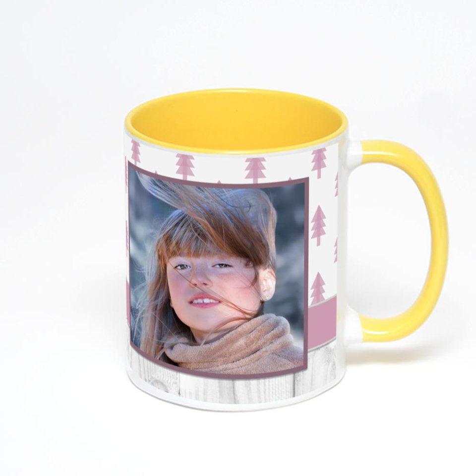 Желтая кружка с фотопечатью