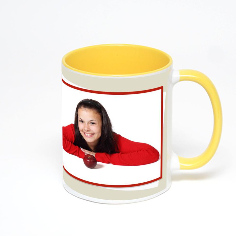 Желтая кружка с фотопечатью