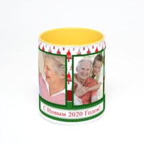 Желтая кружка с фотопечатью