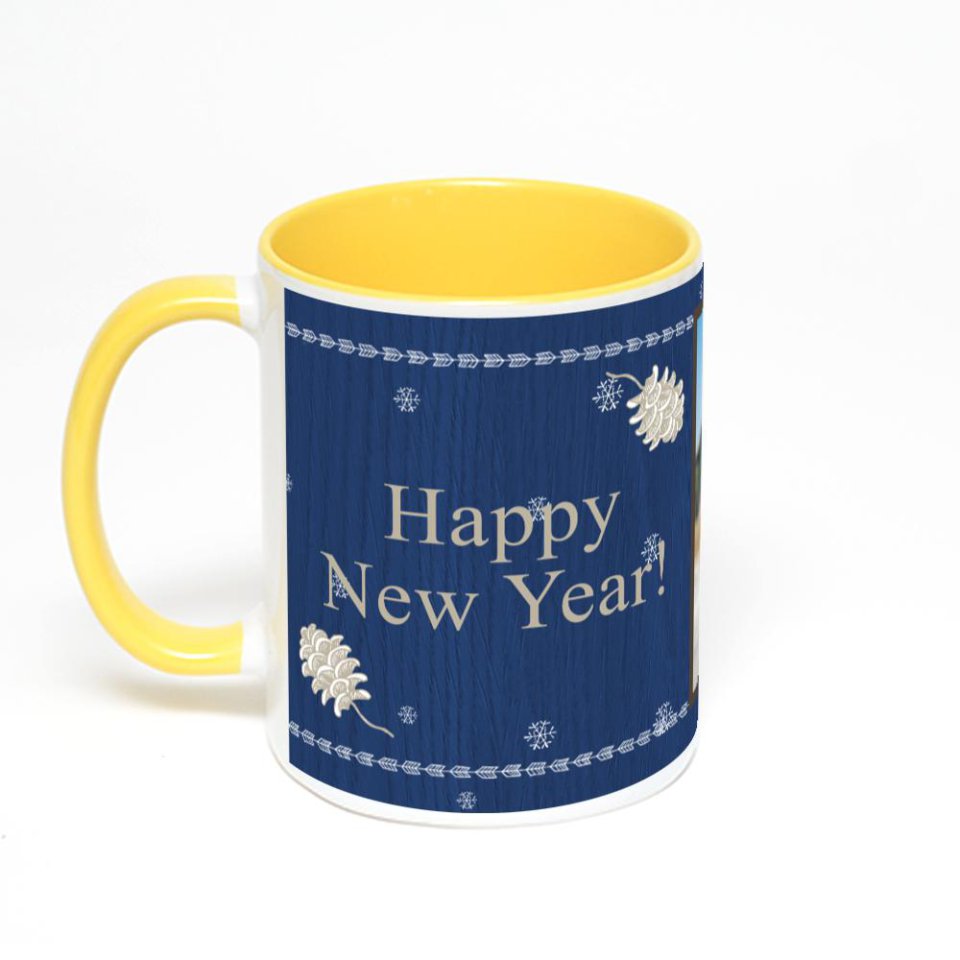 Желтая кружка с фотопечатью