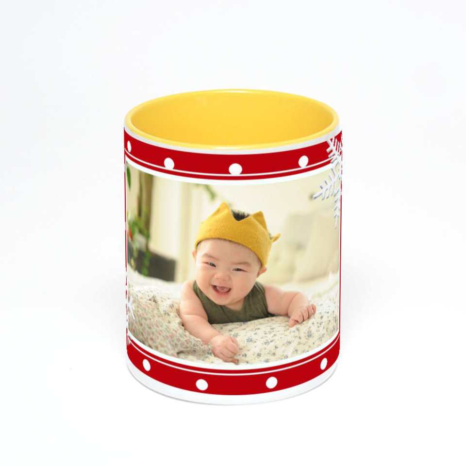 Желтая кружка с фотопечатью