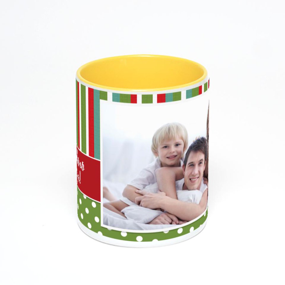 Желтая кружка с фотопечатью