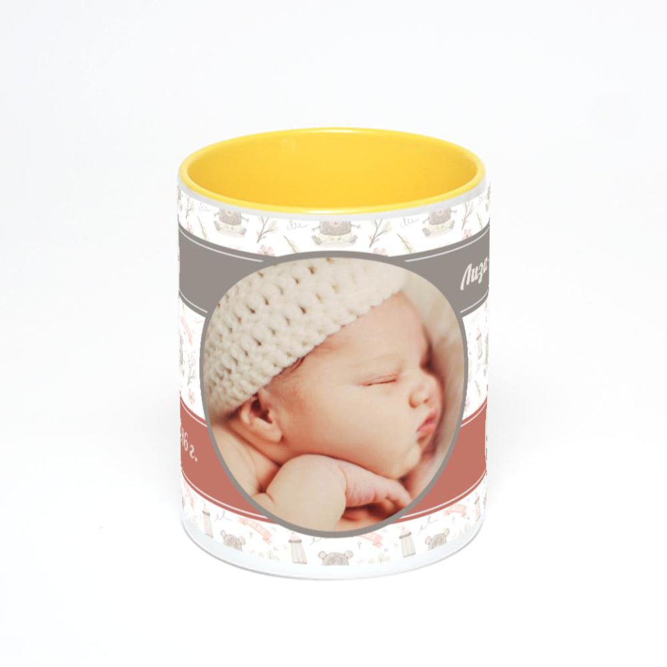 Желтая кружка с фотопечатью