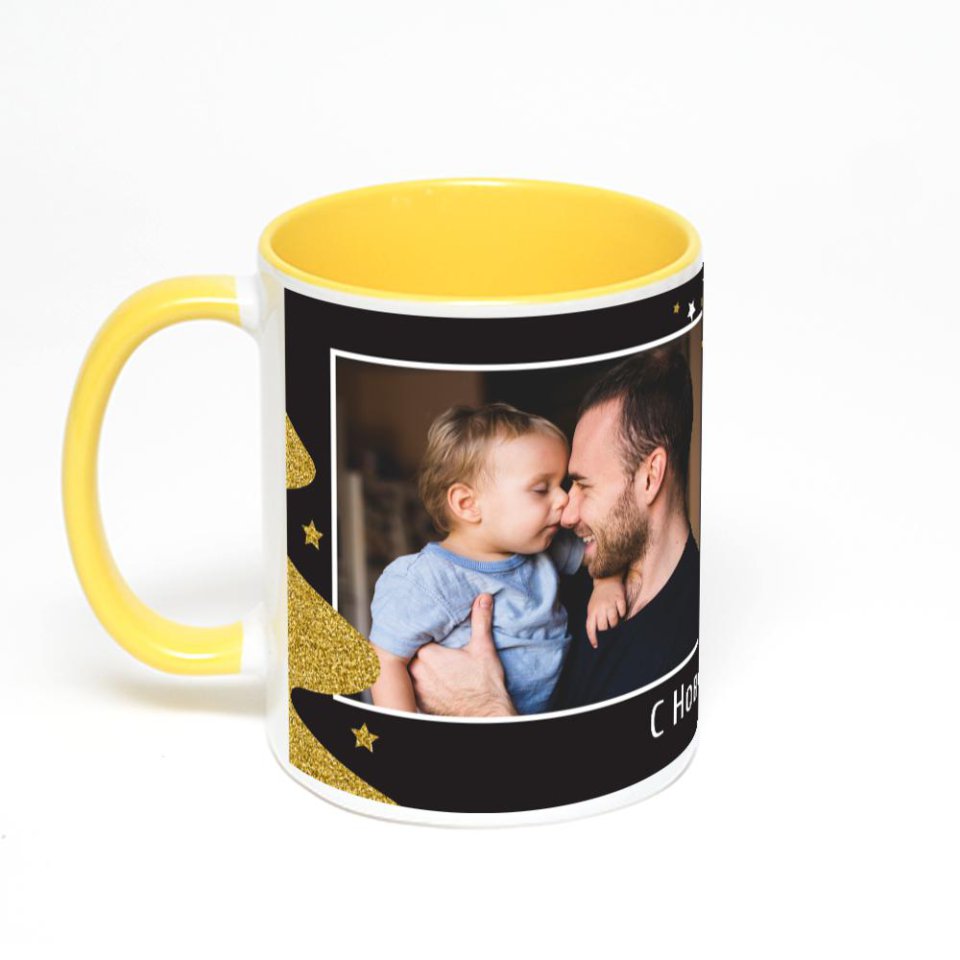 Желтая кружка с фотопечатью