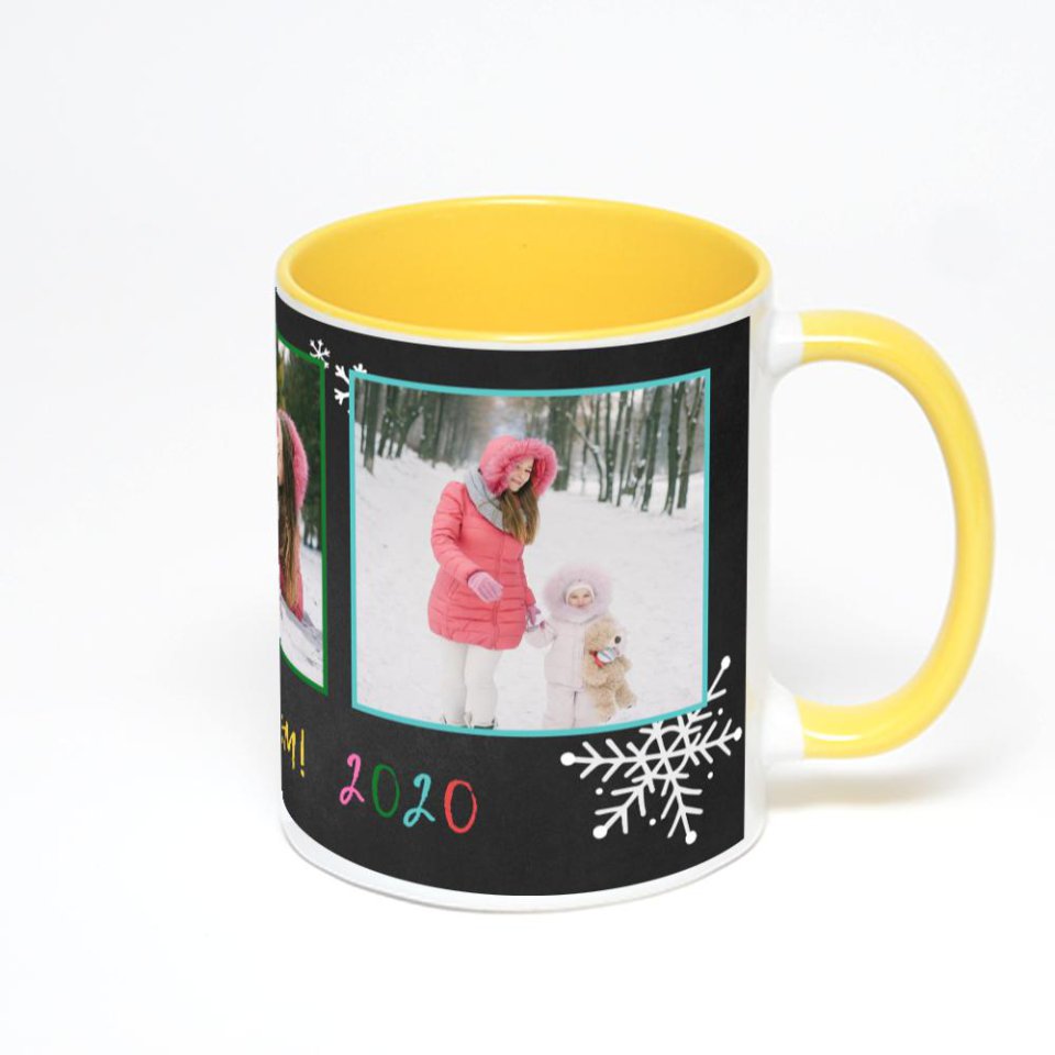 Желтая кружка с фотопечатью