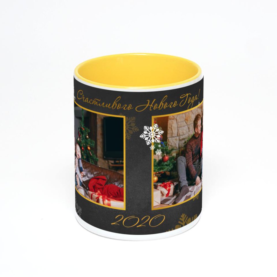 Желтая кружка с фотопечатью