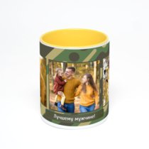 Желтая кружка с фотопечатью