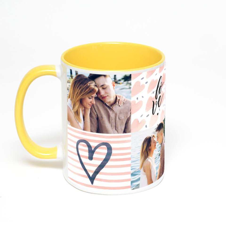 Желтая кружка с фотопечатью