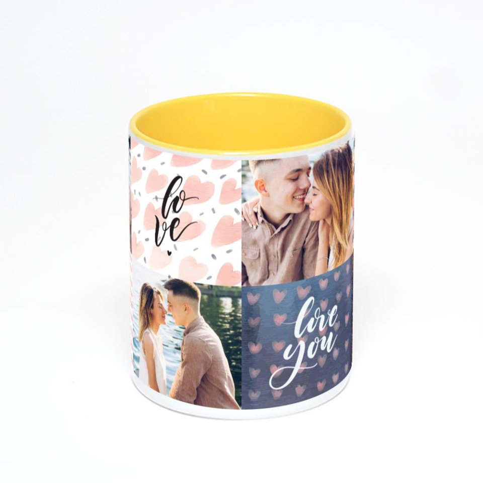 Желтая кружка с фотопечатью